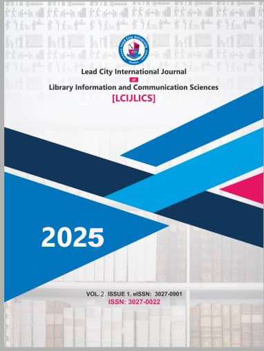 					View Vol. 2 No. 1 (2025): LEAD CITY INTERNATIONAL JOURNAL OF LIBRARY, INFORMATION AND COMMUNICATION SCIENCES
				